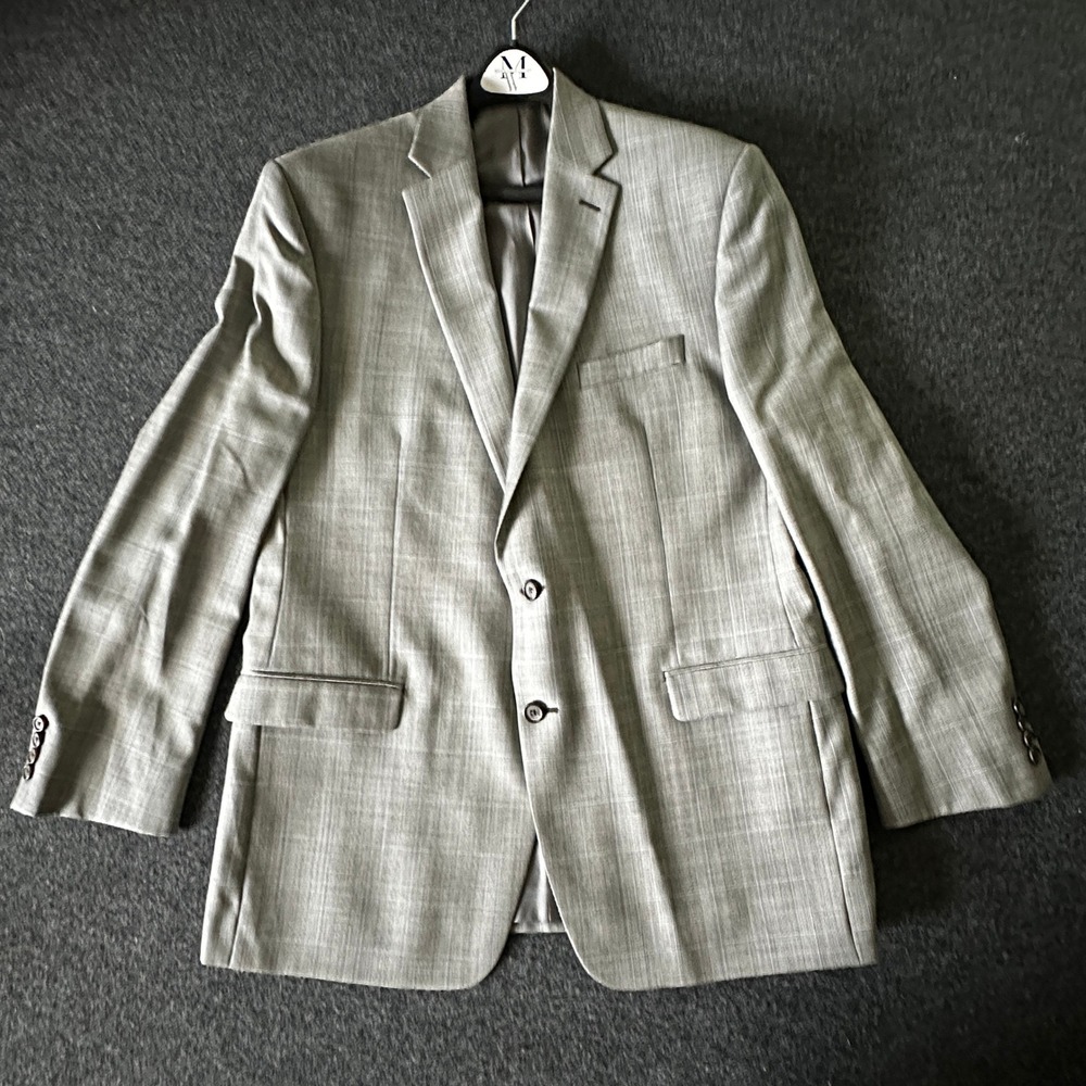 Lauren Ralph Lauren Mens Grey Glen Plaid 100% Wool 2 Piece Suit 44L 38W 31L